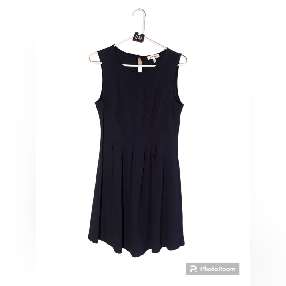 MONTEAU LOS ANGELES Navy Blue Sleeveless Pleated Flare Skater Dress Sz L